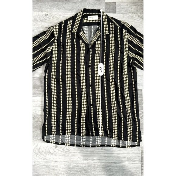 Saint Laurent Button Front Shirt in Black Cream Star - Picture 4 of 6